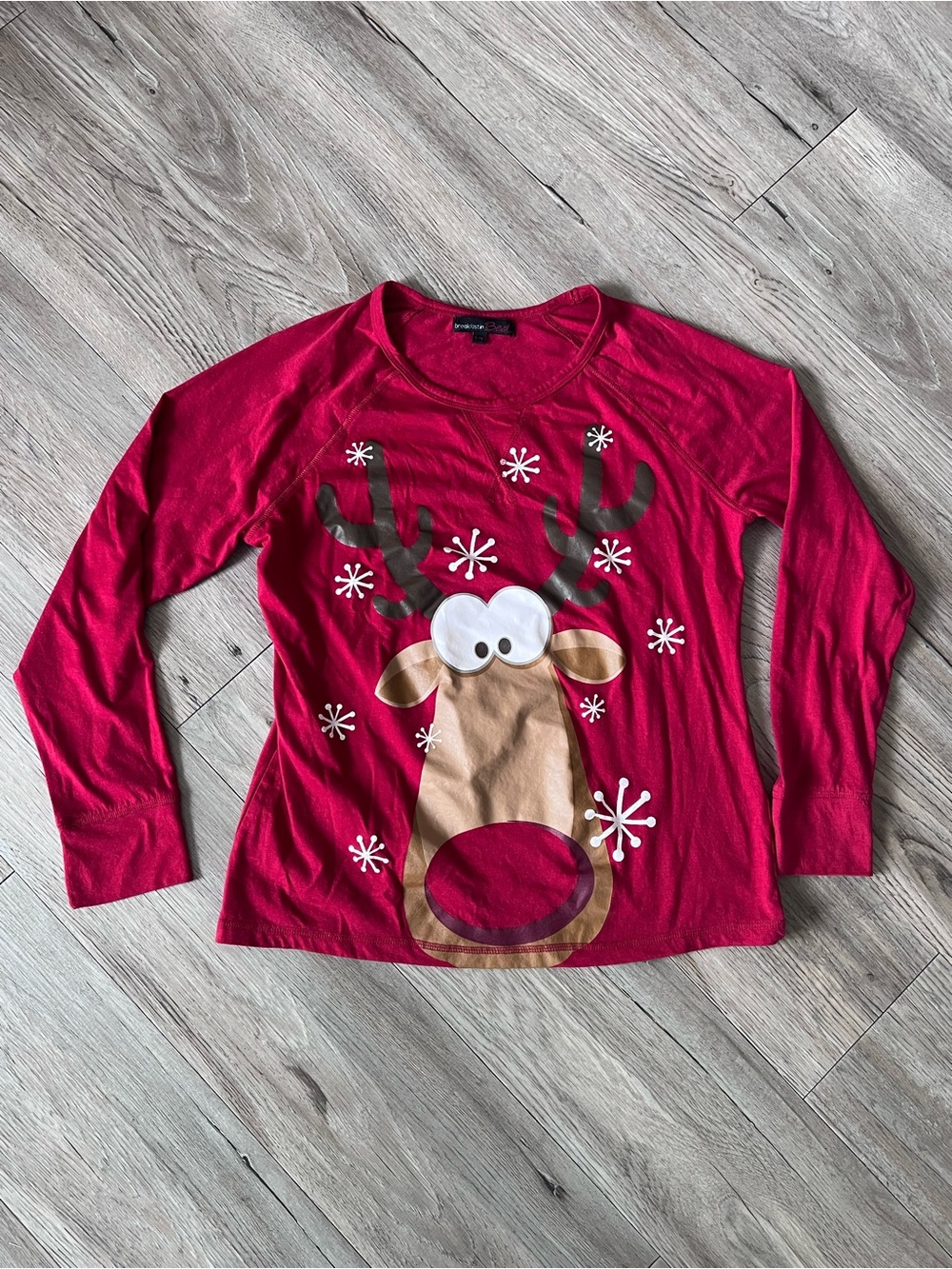 Girls' Red Reindeer Graphic Long-Sleeve Tee